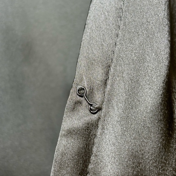 Abercrombie & Fitch - Bohemian Silky Satin with Tie Olive Green Tie-Front Blouse - Picture 8 of 9